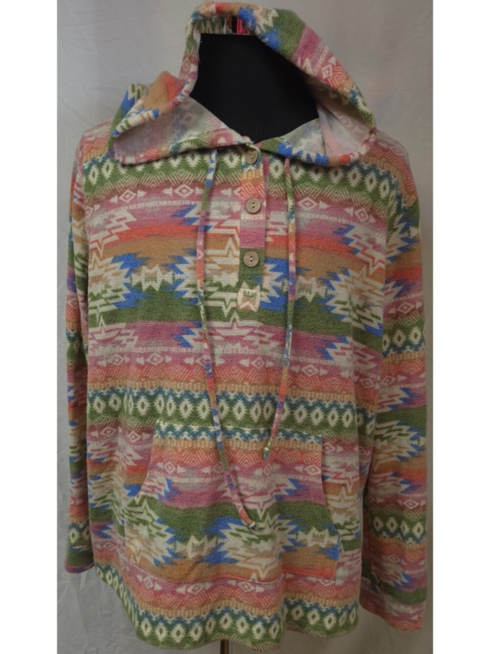 Above And Beyond Womens 3X Southwest Aztec Geometric Long Sleeve Button Hoodie